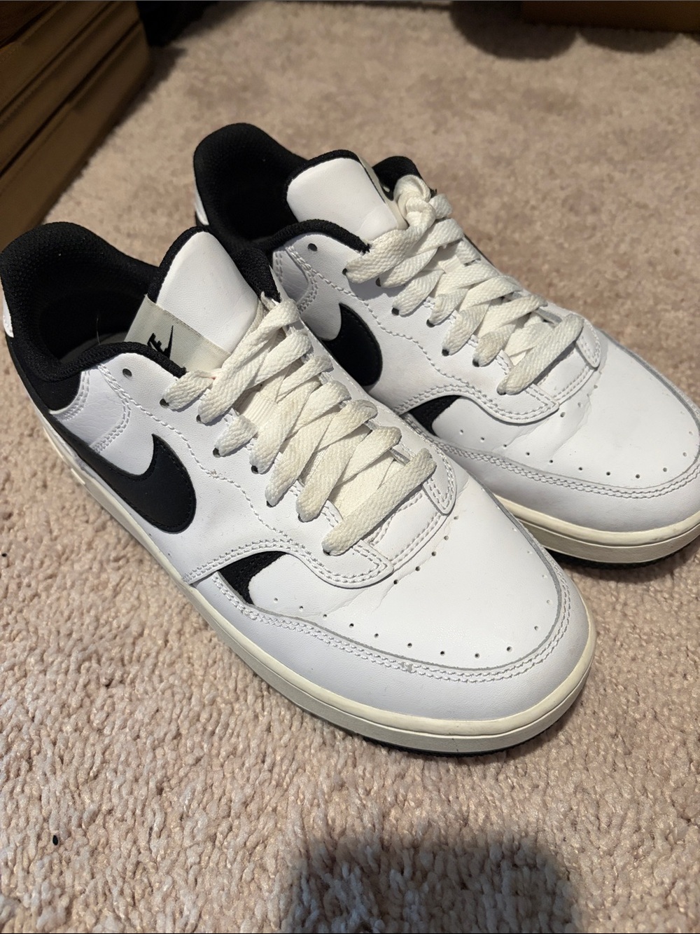 Nike White and Black Low-Top Leather Sneakers